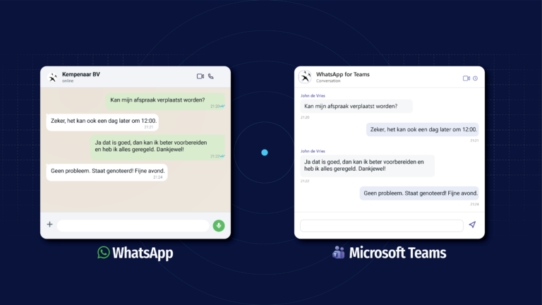 WhatsApp voor Teams met RippleCom. Conversaties in Teams met WhatsApp