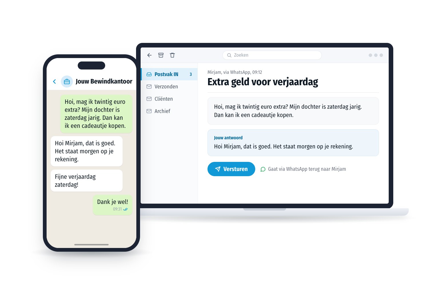 WhatsApp en email in bewindvoering